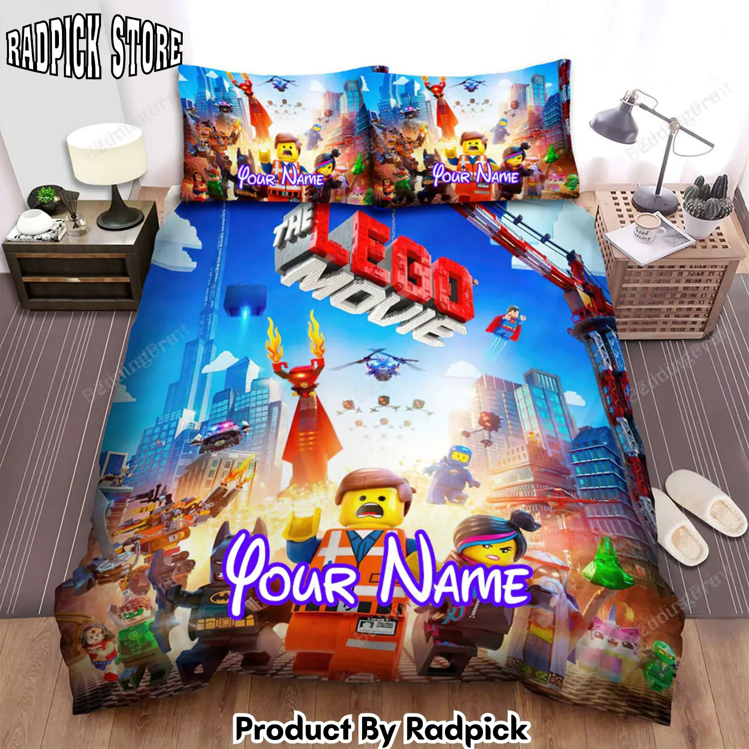 Radpick the lego movie the story of a nobody who saved everybody movie poster bed sheets duvet cover personalized name bedding sets rp3271097